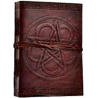 Pentagram Leather Blank Book with cord, Small 5 x 7
