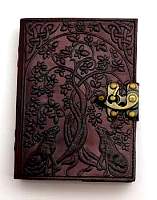Wolf and Tree of Life leather blank book with latch